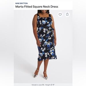 Nine Britton Black and Blue Ruched Sundress for Wedding Guest